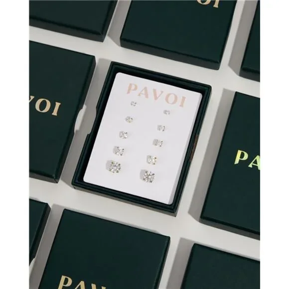 Waterproof Five Pairs Stud Earrings for Women - 14K Gold Plated Stainless Steel - Picture 6 of 7